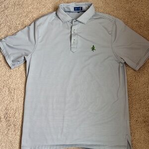 Pine-Embroidered Light Gray Polo Shirt